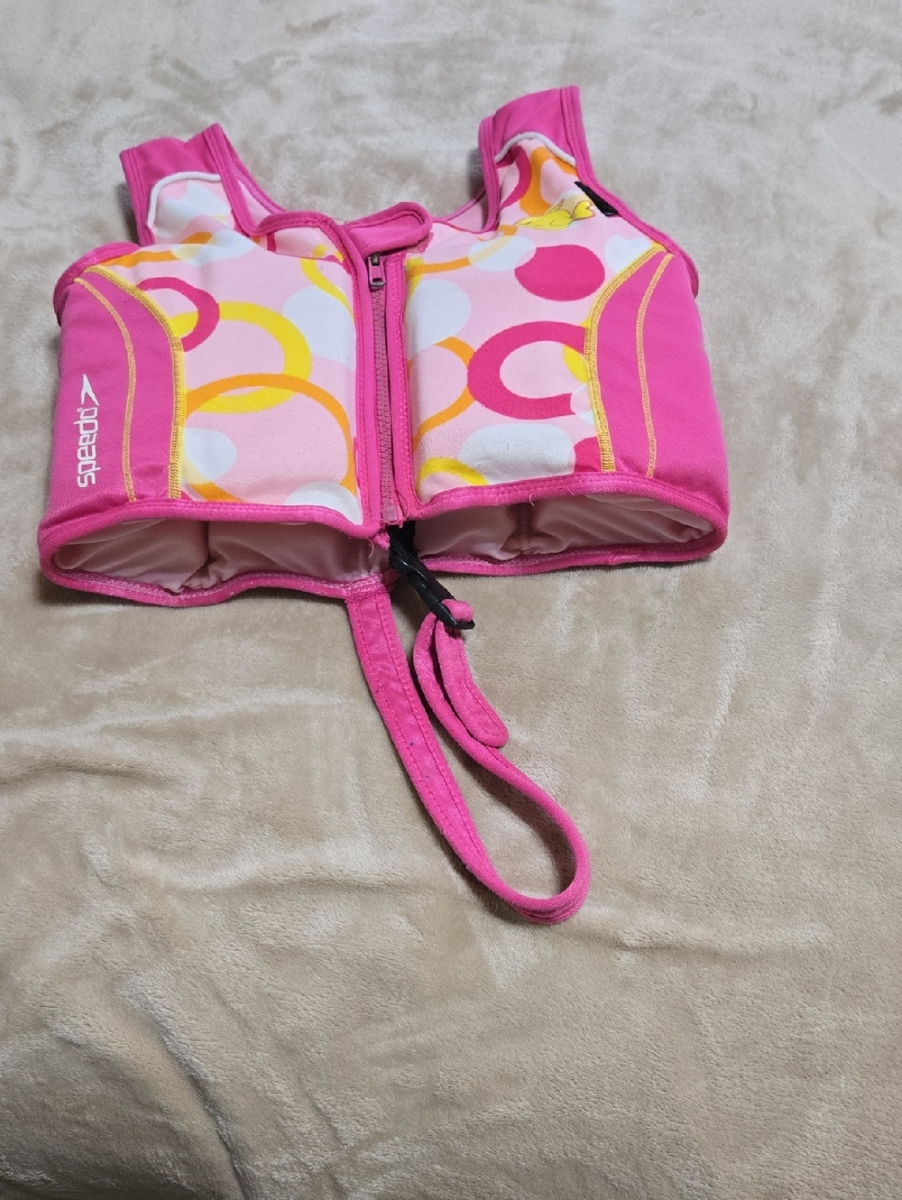 Speedo Hot Pink Kids Swim Vest with Yellow & White Circles